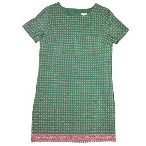 J. Crew Flower on Green Short Sleeve Dress